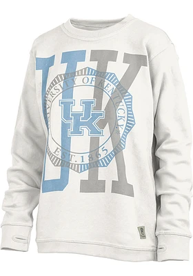 Pressbox Kentucky Wildcats Womens White Shoreline Crew Sweatshirt