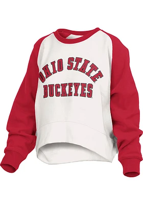 Pressbox Ohio State Buckeyes Womens White Lotus Crew Sweatshirt