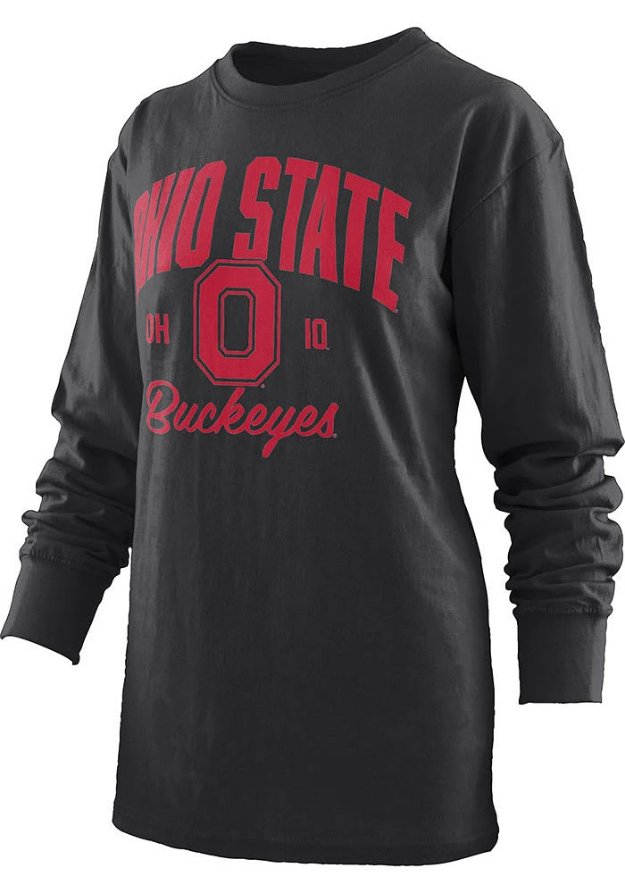 Pressbox Ohio State Buckeyes Womens Black Pine LS Tee