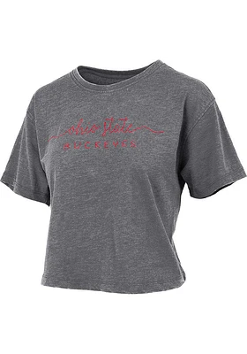 Pressbox Ohio State Buckeyes Womens Black Vintage Short Sleeve T-Shirt