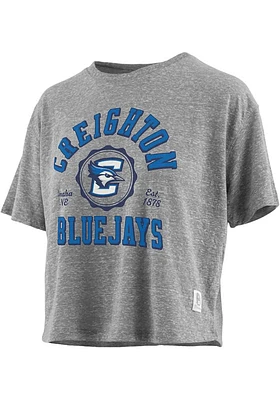 Pressbox Creighton Bluejays Womens Grey Bishop Crop Short Sleeve T-Shirt