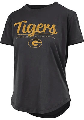 Pressbox Grambling State Tigers Womens Black Rounded Bottom Short Sleeve T-Shirt
