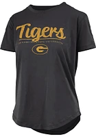 Pressbox Grambling State Tigers Womens Black Rounded Bottom Short Sleeve T-Shirt