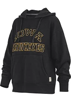 Pressbox Iowa Hawkeyes Womens Black Tackle Hooded Sweatshirt