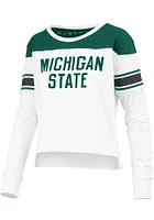 Pressbox Michigan State Spartans Womens White Pieced LS Tee