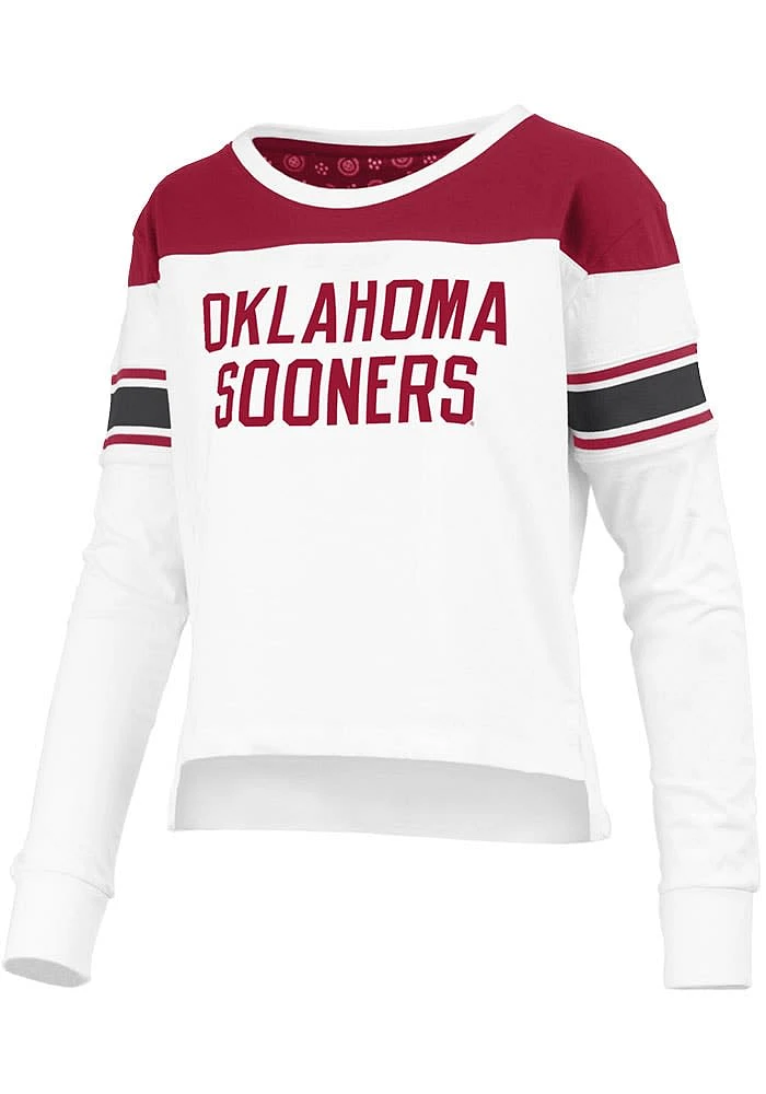 Pressbox Oklahoma Sooners Womens White Kaia LS Tee