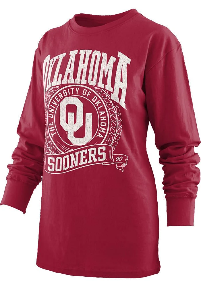 Pressbox Oklahoma Sooners Womens Crimson Big Country LS Tee