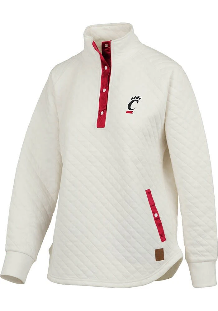 Pressbox Cincinnati Bearcats Womens Ivory Claire Qtr Zip