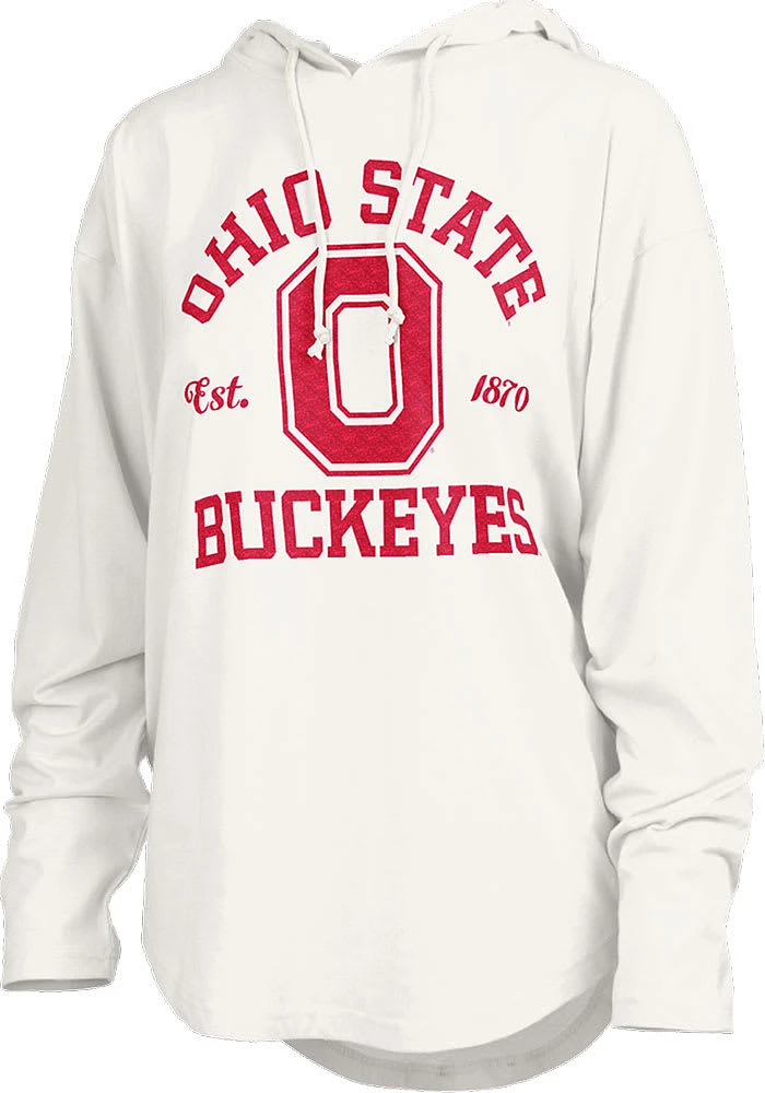 Pressbox Ohio State Buckeyes Womens White Glitter Hooded Sweatshirt