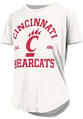 Pressbox Cincinnati Bearcats Womens White Glitter Short Sleeve T-Shirt