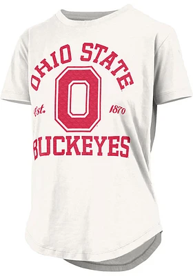 Pressbox Ohio State Buckeyes Womens White Glitter Short Sleeve T-Shirt