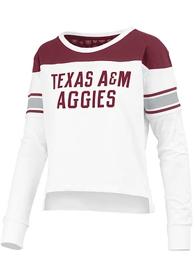 Pressbox Texas A&M Aggies Womens White Kaia LS Tee