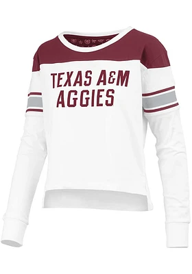 Pressbox Texas A&M Aggies Womens White Kaia Style LS Tee