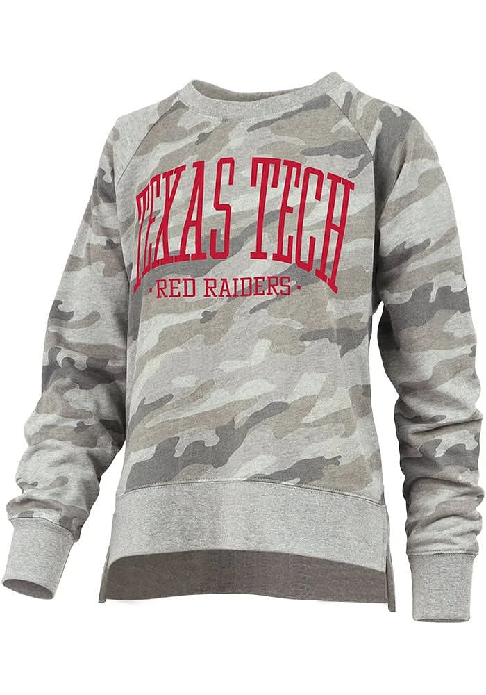 Pressbox Texas Tech Red Raiders Womens Green Camo Oakland Crew Sweatshirt