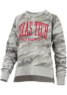 Pressbox Texas Tech Red Raiders Womens Green Camo Oakland Crew Sweatshirt