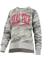 Pressbox Texas Tech Red Raiders Womens Green Camo Oakland Crew Sweatshirt