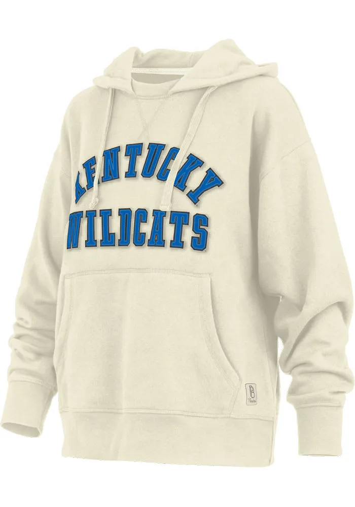 Pressbox Kentucky Wildcats Womens Ivory Tackle Twill Hooded Sweatshirt