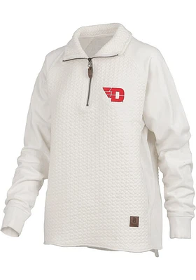 Pressbox Dayton Flyers Womens Ivory Salem Qtr Zip