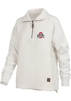 Pressbox Ohio State Buckeyes Womens Ivory Salem Qtr Zip