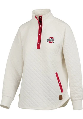 Pressbox Ohio State Buckeyes Womens Ivory Claire Qtr Zip