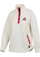 Pressbox Ohio State Buckeyes Womens Ivory Claire Qtr Zip