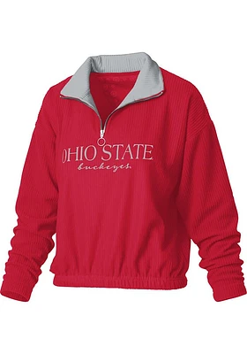 Pressbox Ohio State Buckeyes Womens Red Hannah Qtr Zip