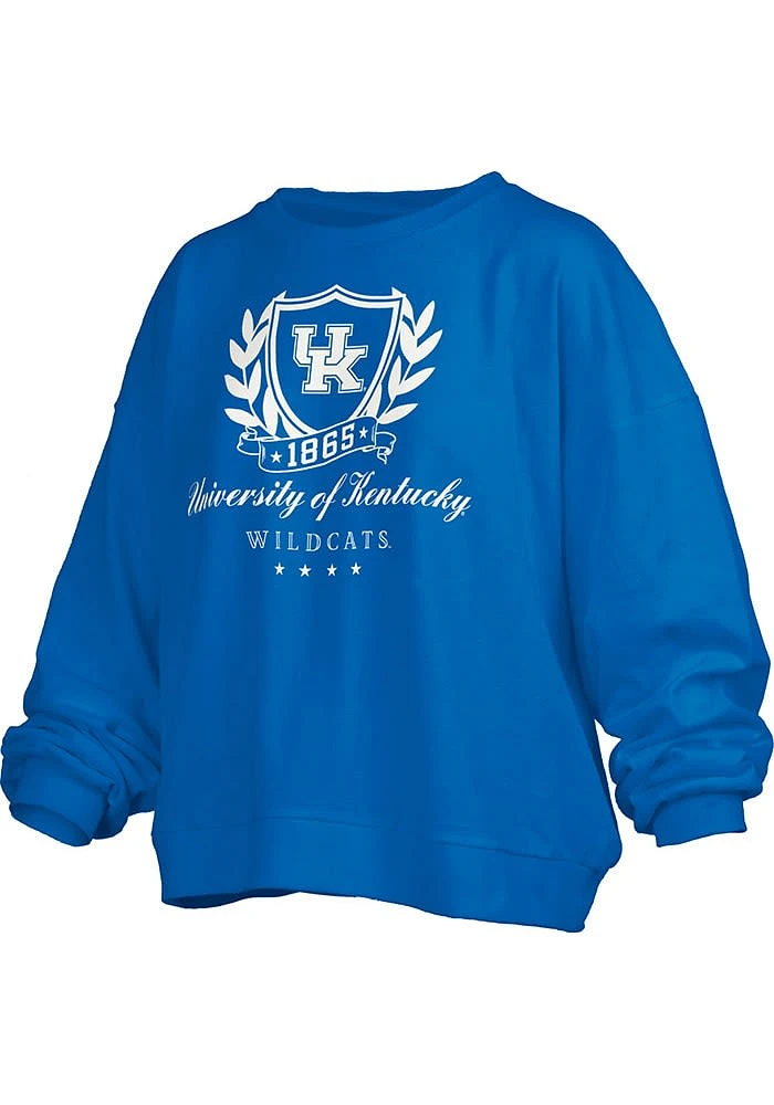 Pressbox Kentucky Wildcats Womens Blue Big Aug Janise Crew Sweatshirt