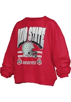 Pressbox Ohio State Buckeyes Womens White Sheffield Janise Crew Sweatshirt