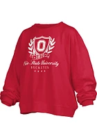 Pressbox Ohio State Buckeyes Womens Red Big Aug Janise Crew Sweatshirt