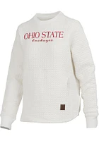 Pressbox Ohio State Buckeyes Womens Ivory Champagne Crew Sweatshirt