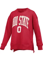 Pressbox Ohio State Buckeyes Womens Red Venice Crew Sweatshirt