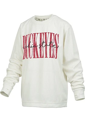 Pressbox Ohio State Buckeyes Womens Ivory Zoe Crew Sweatshirt