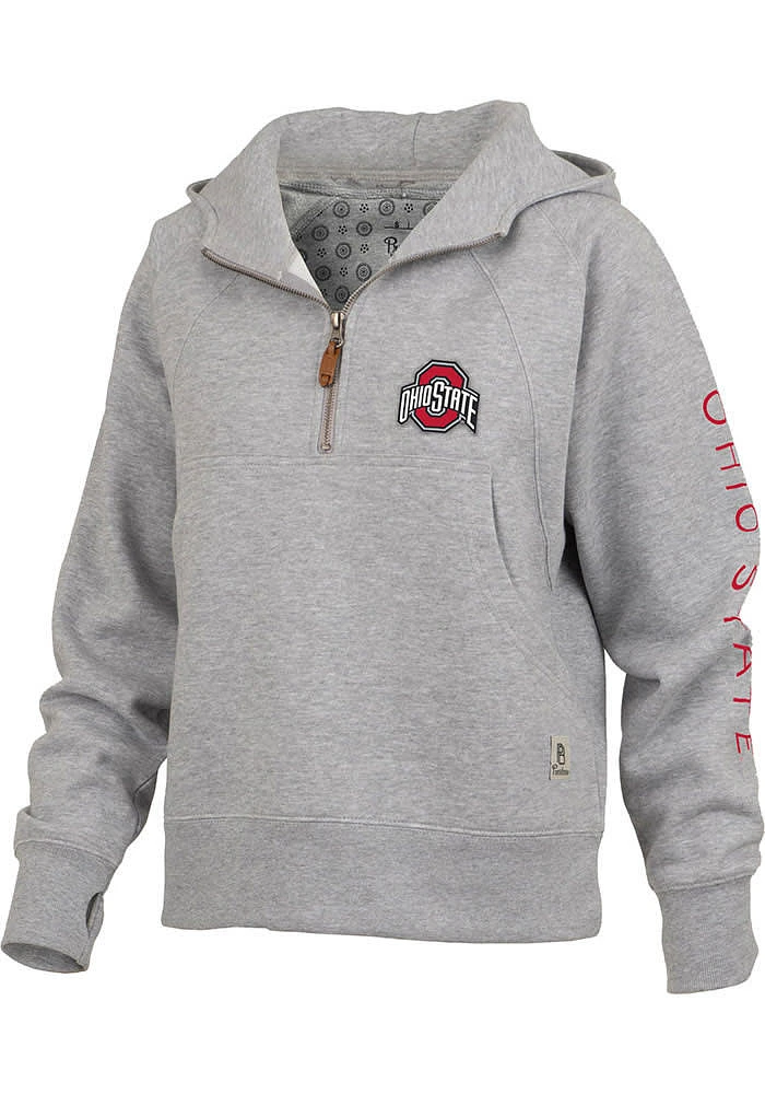 Pressbox Ohio State Buckeyes Womens Grey Bronco Hooded Sweatshirt