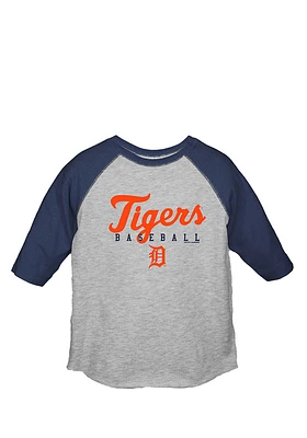 Detroit Tigers Toddler Grey Simple Script Long Sleeve T-Shirt