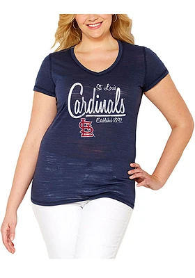 St Louis Cardinals Womens Navy Blue MultiCount Short Sleeve T-Shirt