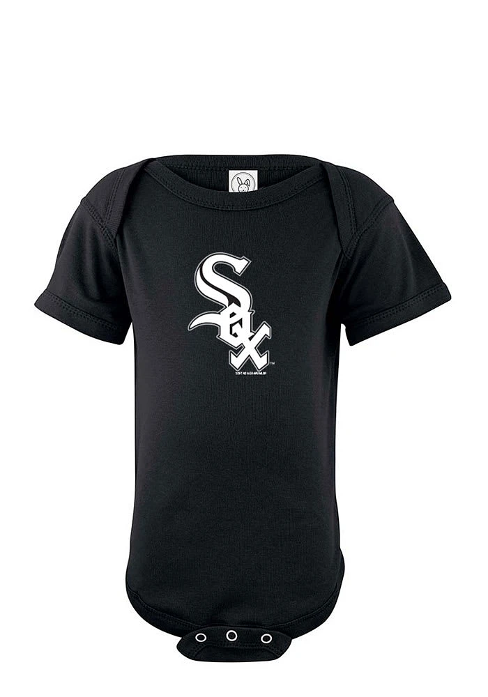 Chicago White Sox Baby Black Logo Short Sleeve One Piece