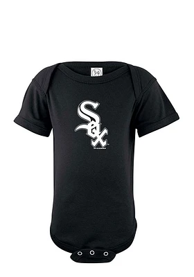 Chicago White Sox Baby Black Logo Short Sleeve One Piece