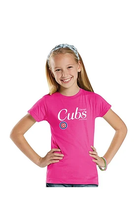 Chicago Cubs Girls Pink Jersey Short Sleeve Tee