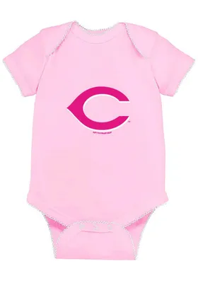 Cincinnati Reds Baby Pink Picot Short Sleeve One Piece