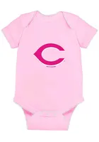 Cincinnati Reds Baby Pink Picot Short Sleeve One Piece