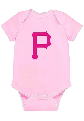 Pittsburgh Pirates Baby Pink Picot Short Sleeve One Piece