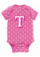 Texas Rangers Baby Pink Polka Short Sleeve One Piece