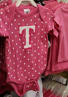 Texas Rangers Baby Pink Polka Short Sleeve One Piece
