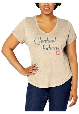 Cleveland Guardians Womens Oatmeal Vintage Slub Short Sleeve T-Shirt