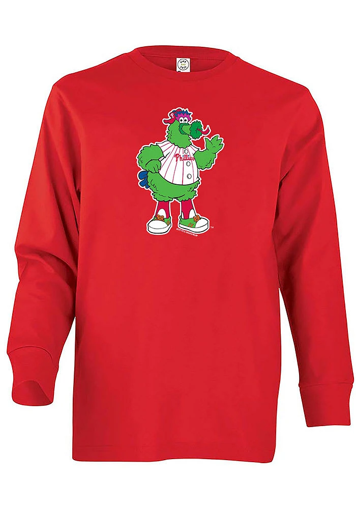 Phillie Phanatic Soft As A Grape Philadelphia Phillies Youth Red Mascot Long Sleeve T-Shirt