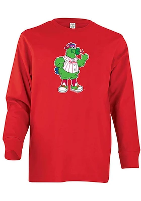Phillie Phanatic  Soft As A Grape Philadelphia Phillies Youth Red Mascot Long Sleeve T-Shirt