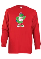 Phillie Phanatic  Soft As A Grape Philadelphia Phillies Youth Red Mascot Long Sleeve T-Shirt