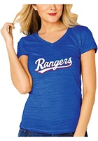 Texas Rangers Womens Blue Multi Count Design Short Sleeve T-Shirt