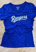 Texas Rangers Womens Blue Multi Count Design Short Sleeve T-Shirt