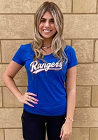 Texas Rangers Womens Blue Multi Count Design Short Sleeve T-Shirt